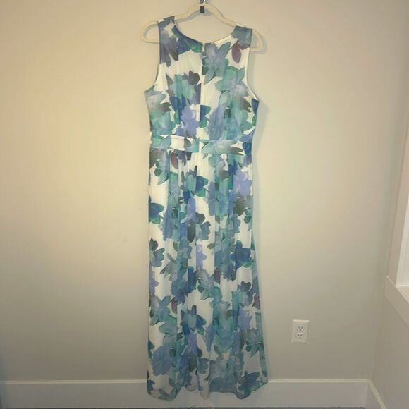 Anne Klein Blue and White Floral Maxi Sun Dress-Perfect for Easter or Showers 14 - Picture 2 of 4